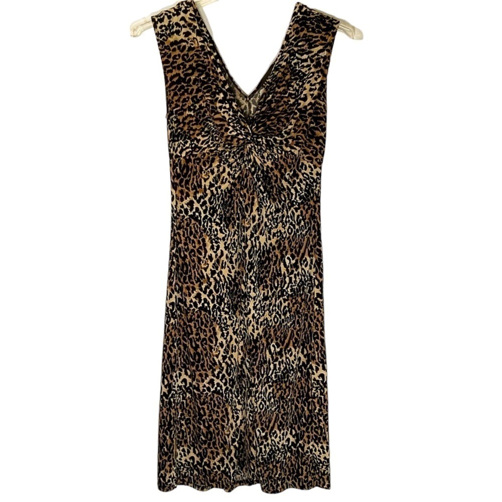 Tiana B. Dress Leopard Print Midi Sleeveless Stretch Size M